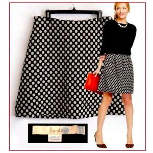 Boden Wool Tweed Skirt With Pockets Pencil Black Polka Dot 6R